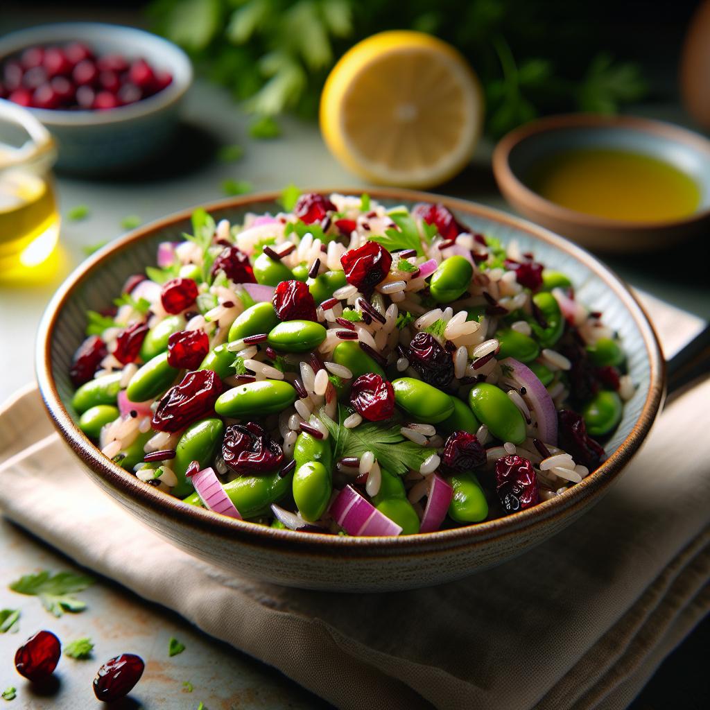 cranberry edamame wild rice salad