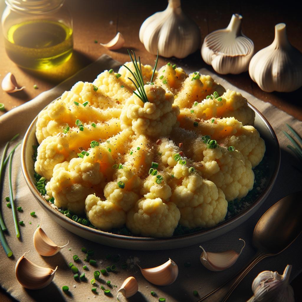 Creamy Garlic Parmesan Mashed Cauliflower