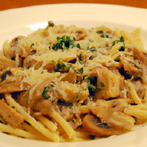 creamy parmesan pasta with mushrooms and chicken