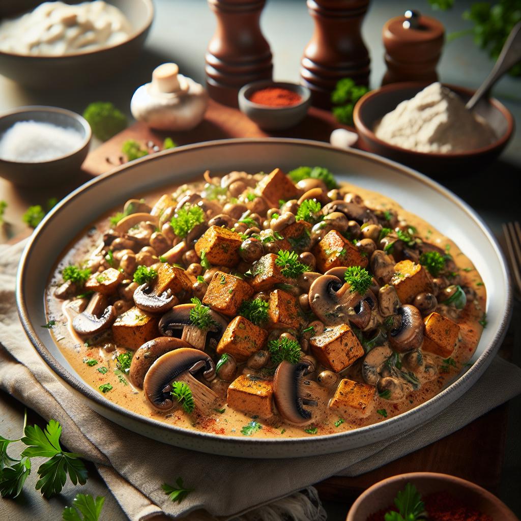 Creamy Tempeh and Mushroom Stroganoff