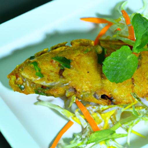 crispy fried fish with mango salad