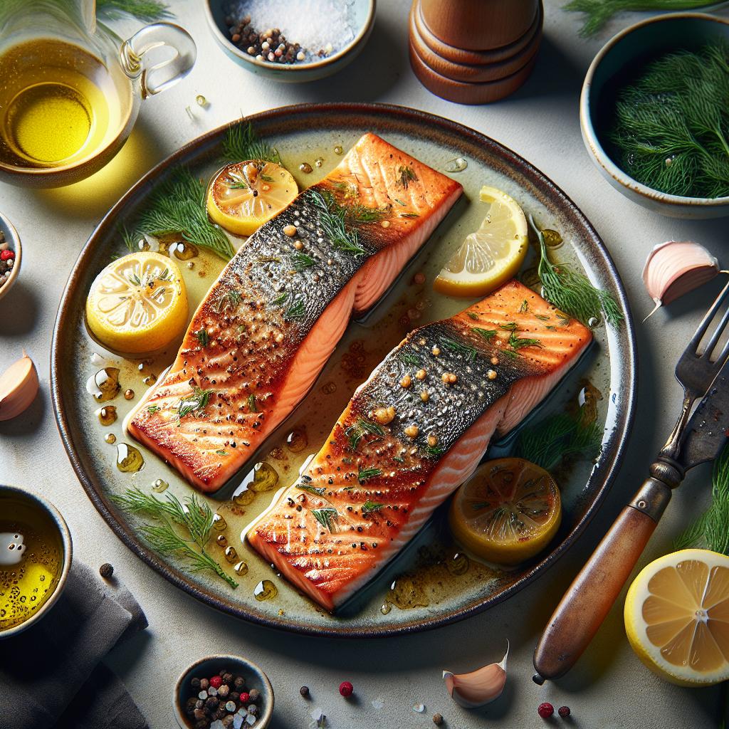 crispy skin salmon with lemon dill sauce