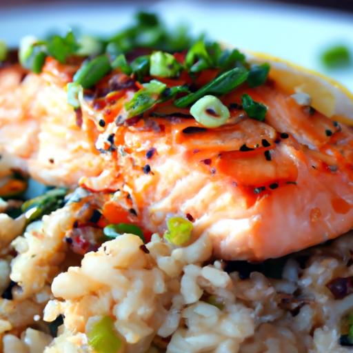 crispy skin salmon with stir fried rice