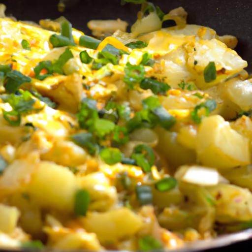 curried potatoes and scrambled eggs