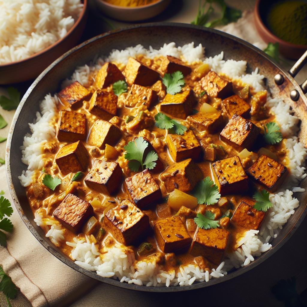 curried tempeh with rice