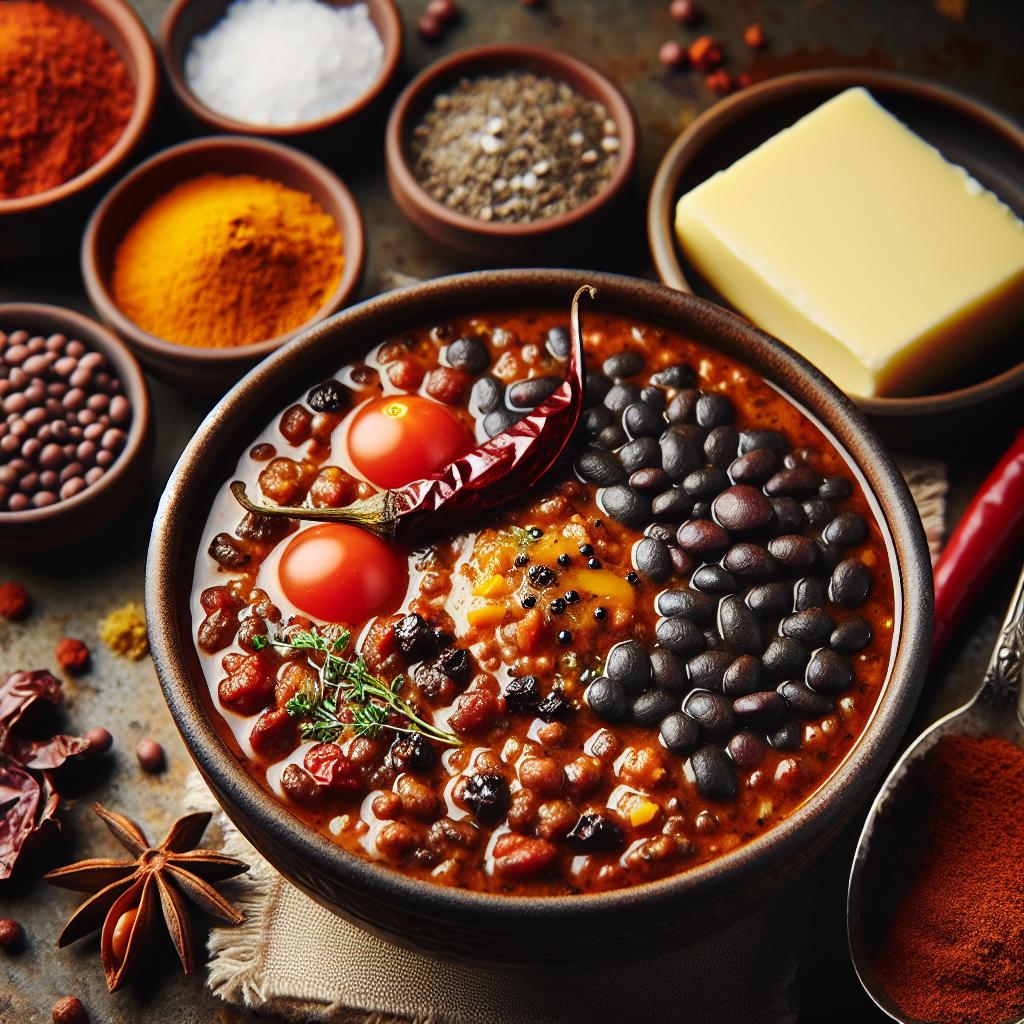 dal makhani (creamy black lentils)