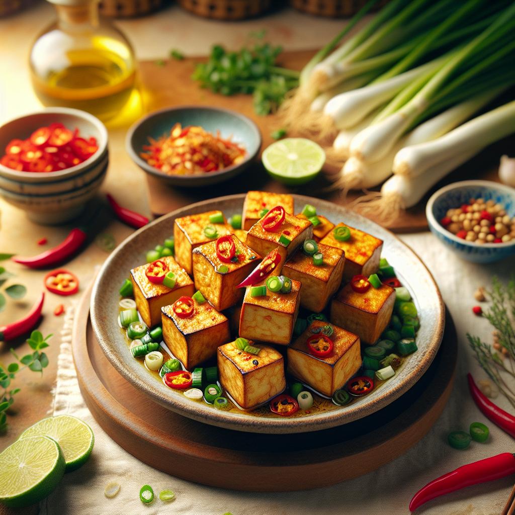 dau hu chien sa ot (vietnamese lemongrass chili tofu)