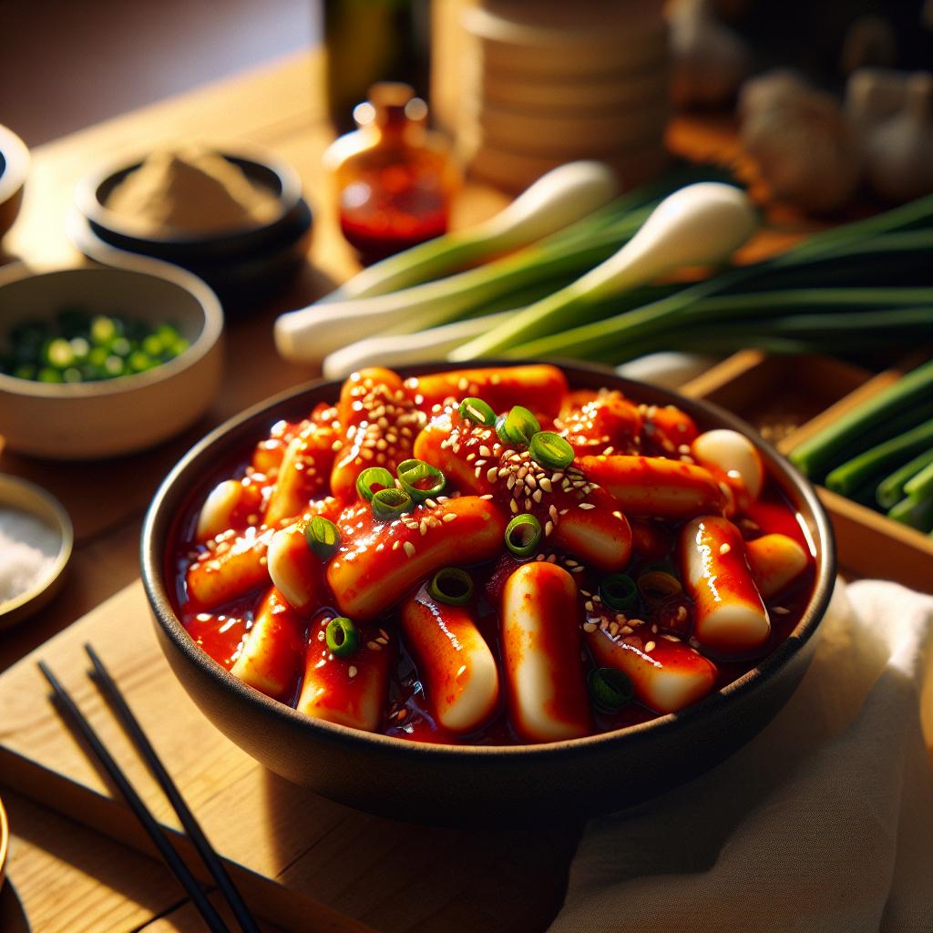 ddukbokki (rice cakes in red sauce)