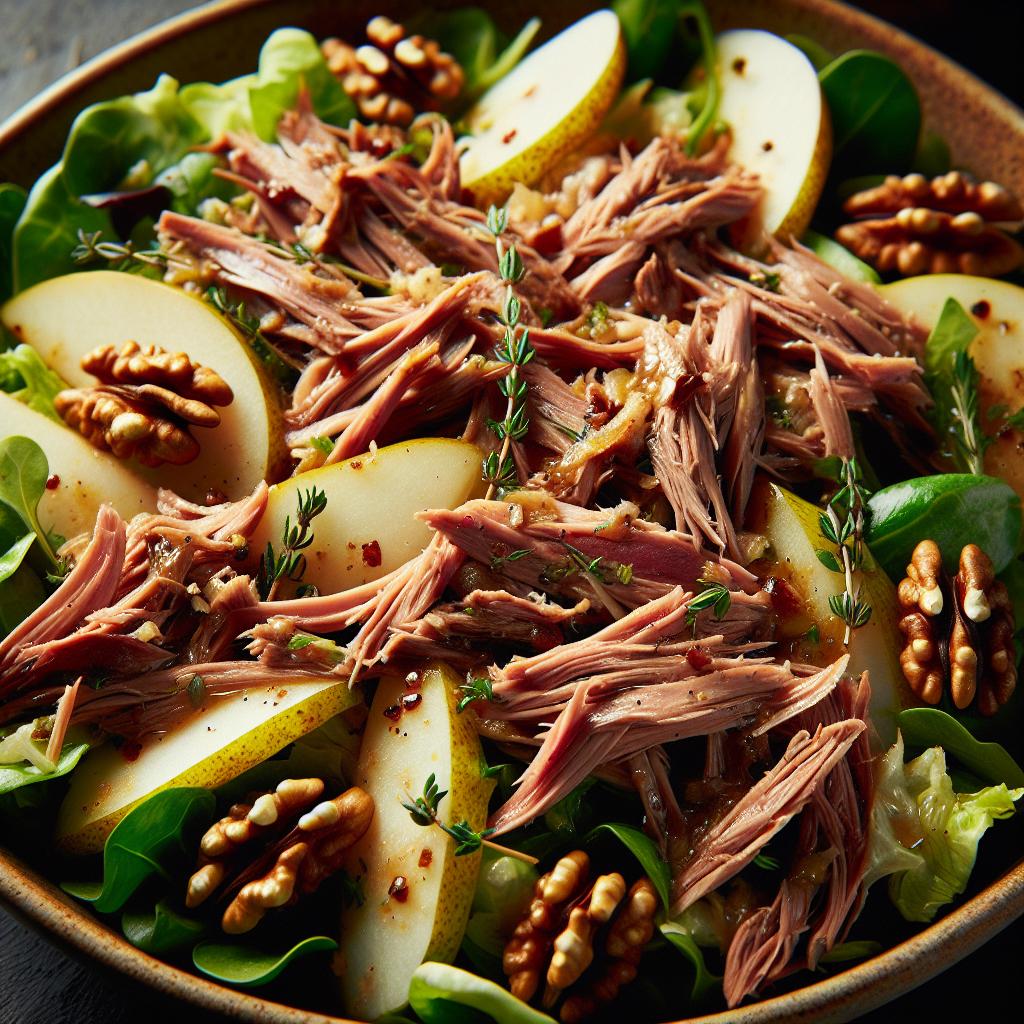 Duck Confit Salad with Pears and Walnuts