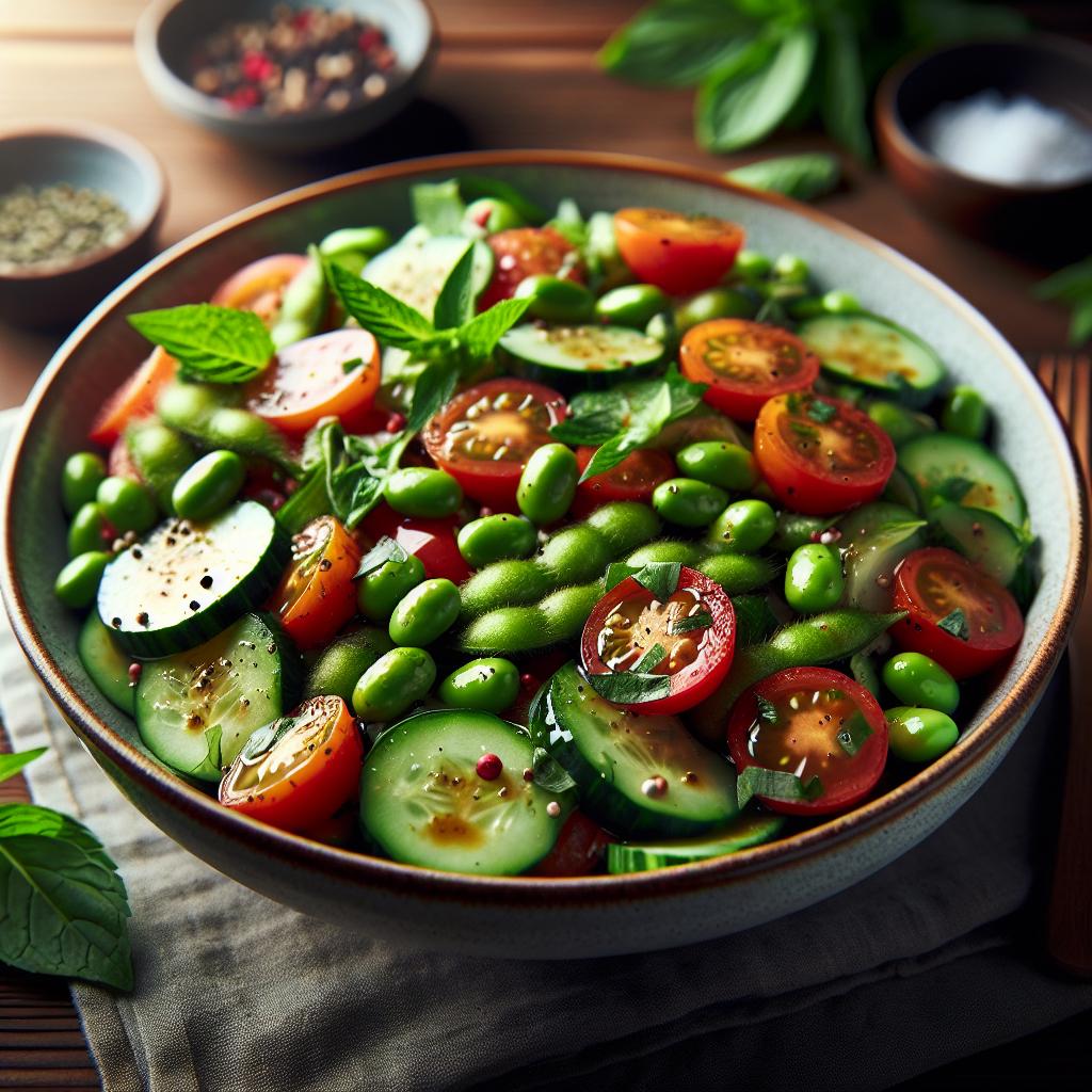 Edamame, Tomato, Cucumber Herb Salad