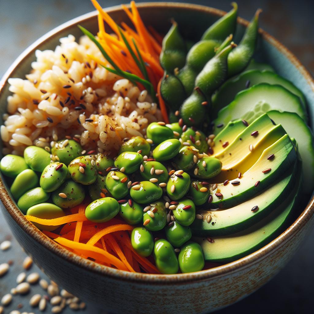 edamame and brown rice bowl