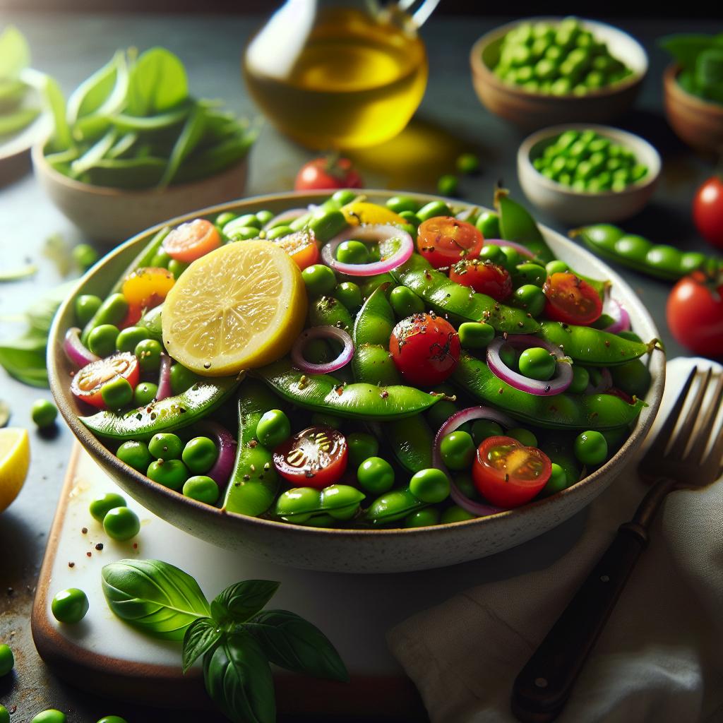 edamame bean and pea salad with lemon basil