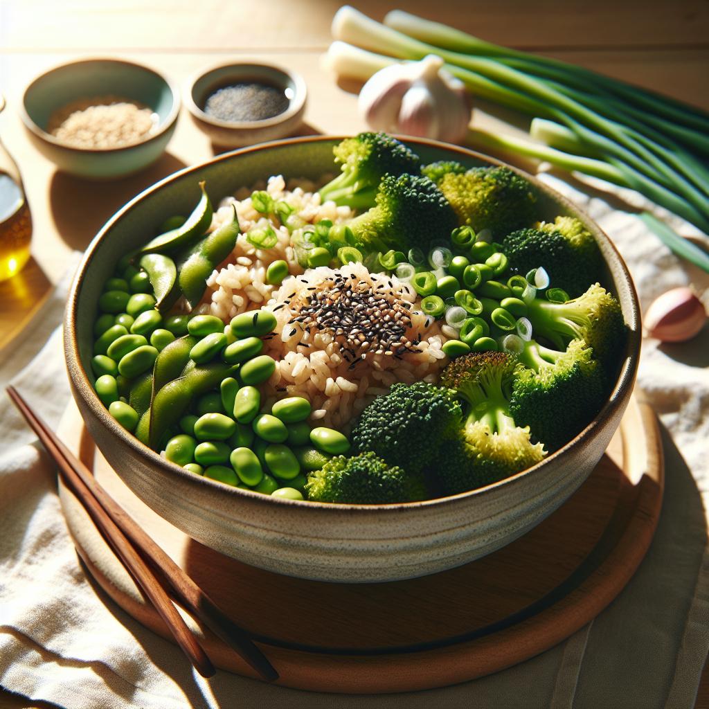 edamame broccoli rice bowl