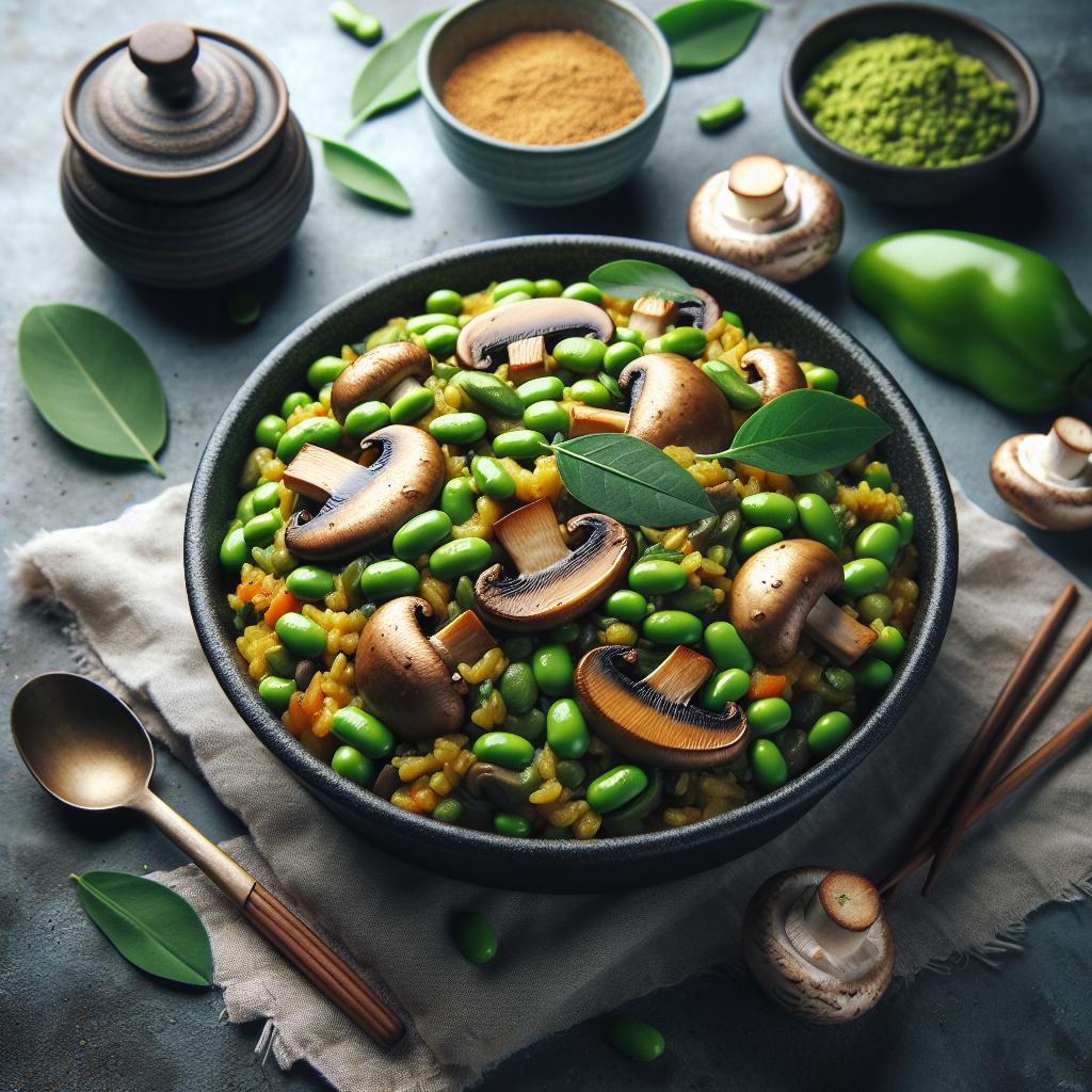 edamame mushroom paella