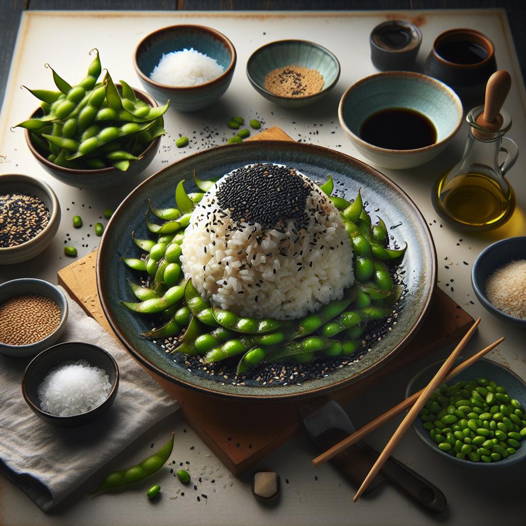 edamame with black sesame rice