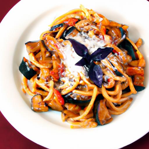 eggplant and roasted pepper pasta