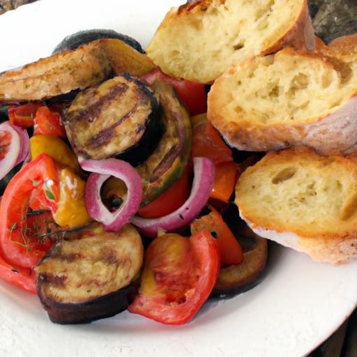 Eggplant and Roasted Tomato Panzanella Salad