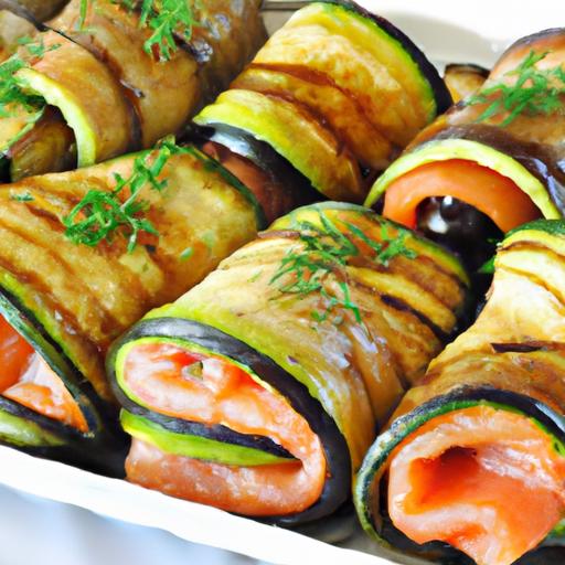 eggplant and smoked salmon rolls