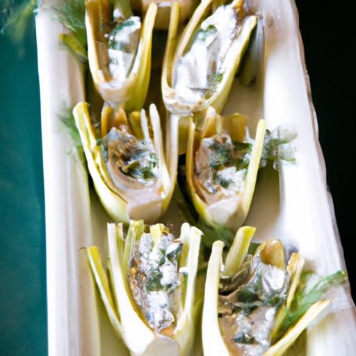 endive with roasted garlic dip