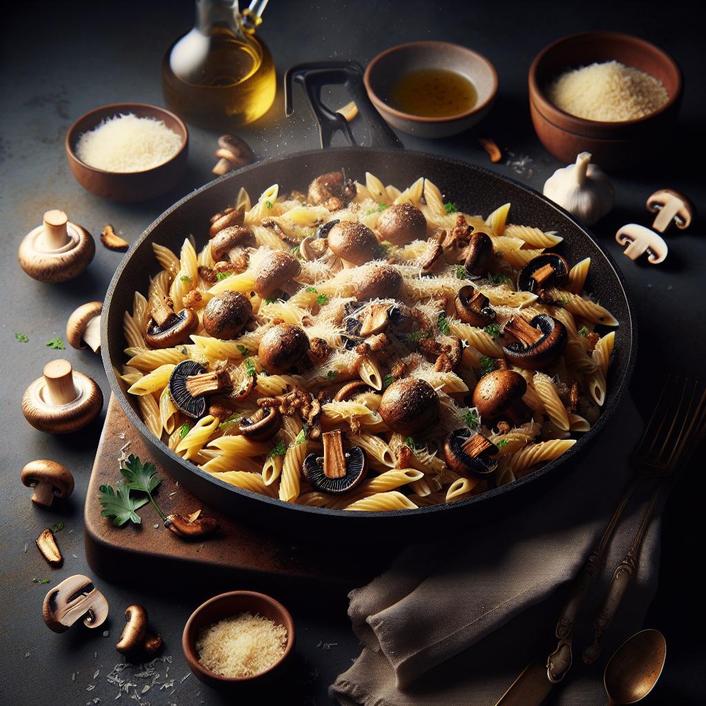 farro mafaldine with black truffle butter and mushrooms