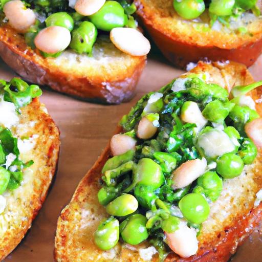 fava bean and mint crostini