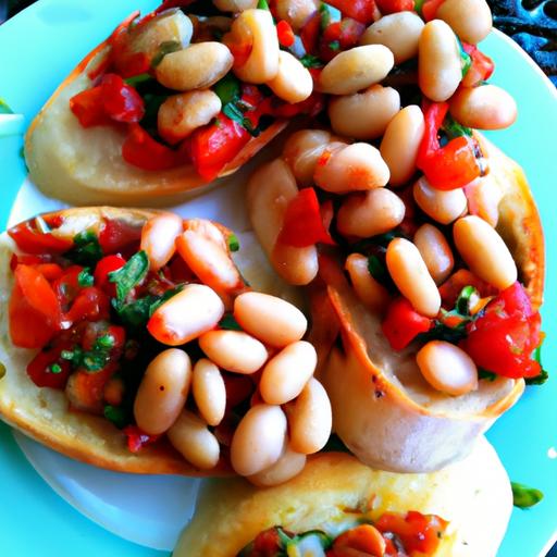 fava bean and tomato bruschetta