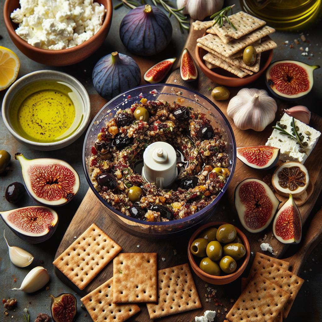 fig and olive tapenade with whole grain crackers