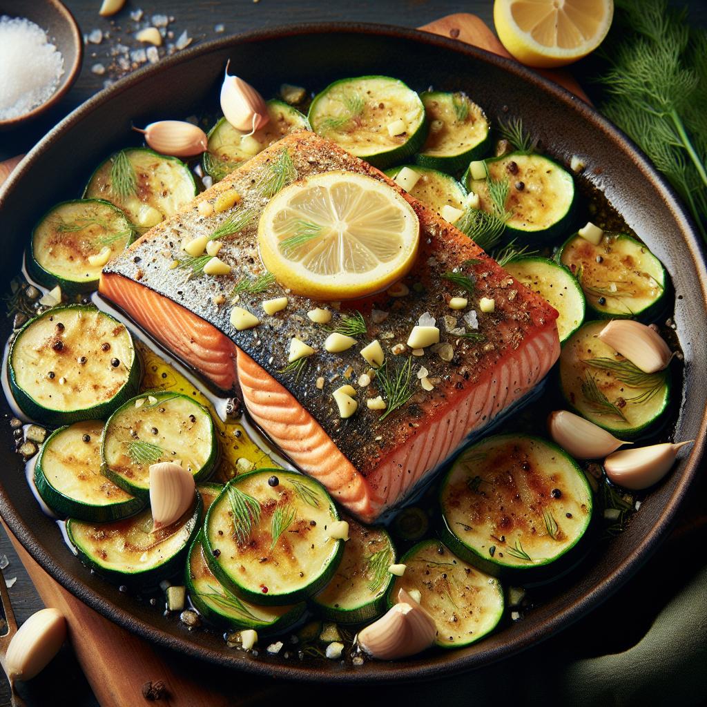 garlic and zucchini baked salmon