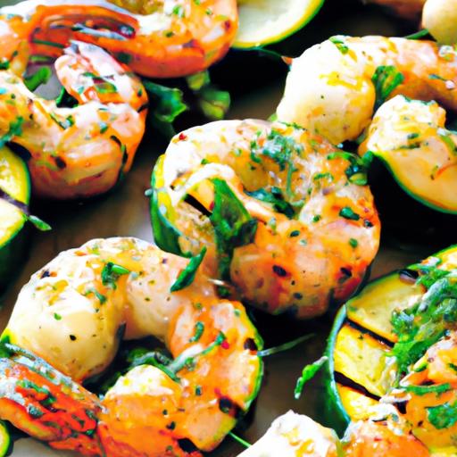 garlic and zucchini shrimp skewers