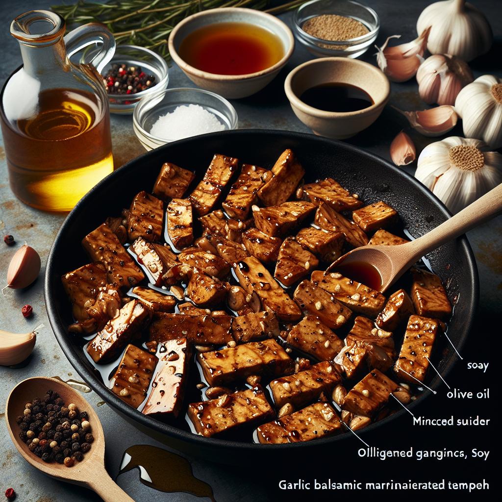 garlic balsamic marinated tempeh