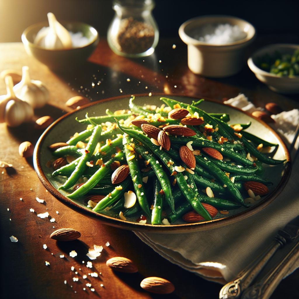 garlic green beans almondine