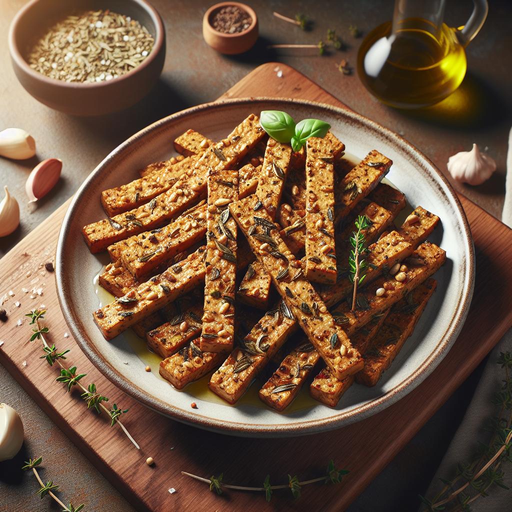 Garlic Herb Tempeh Strips