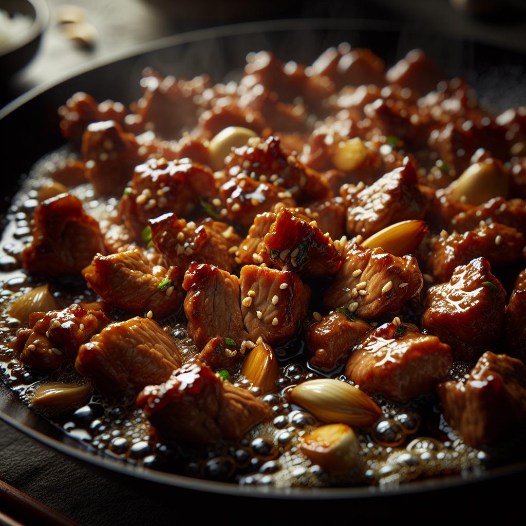 garlic scapes with pork