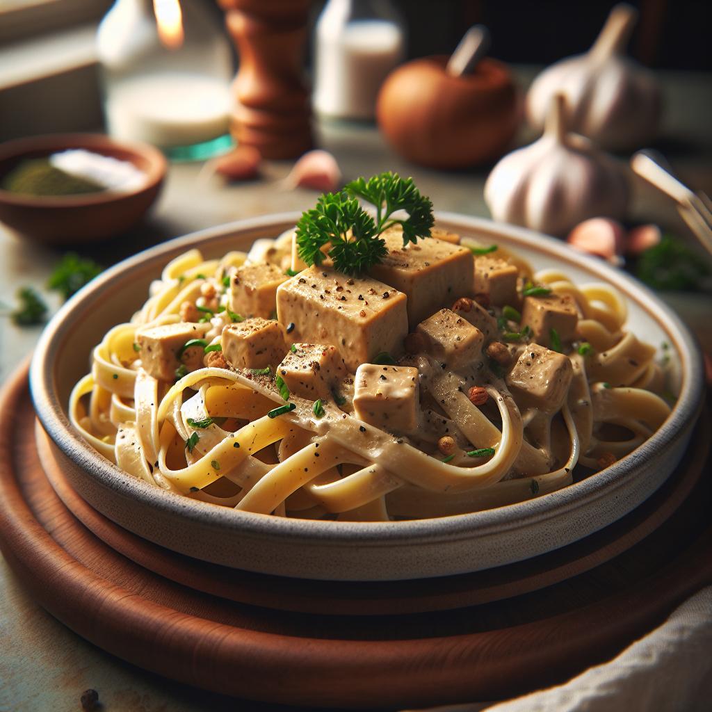 garlic tempeh alfredo