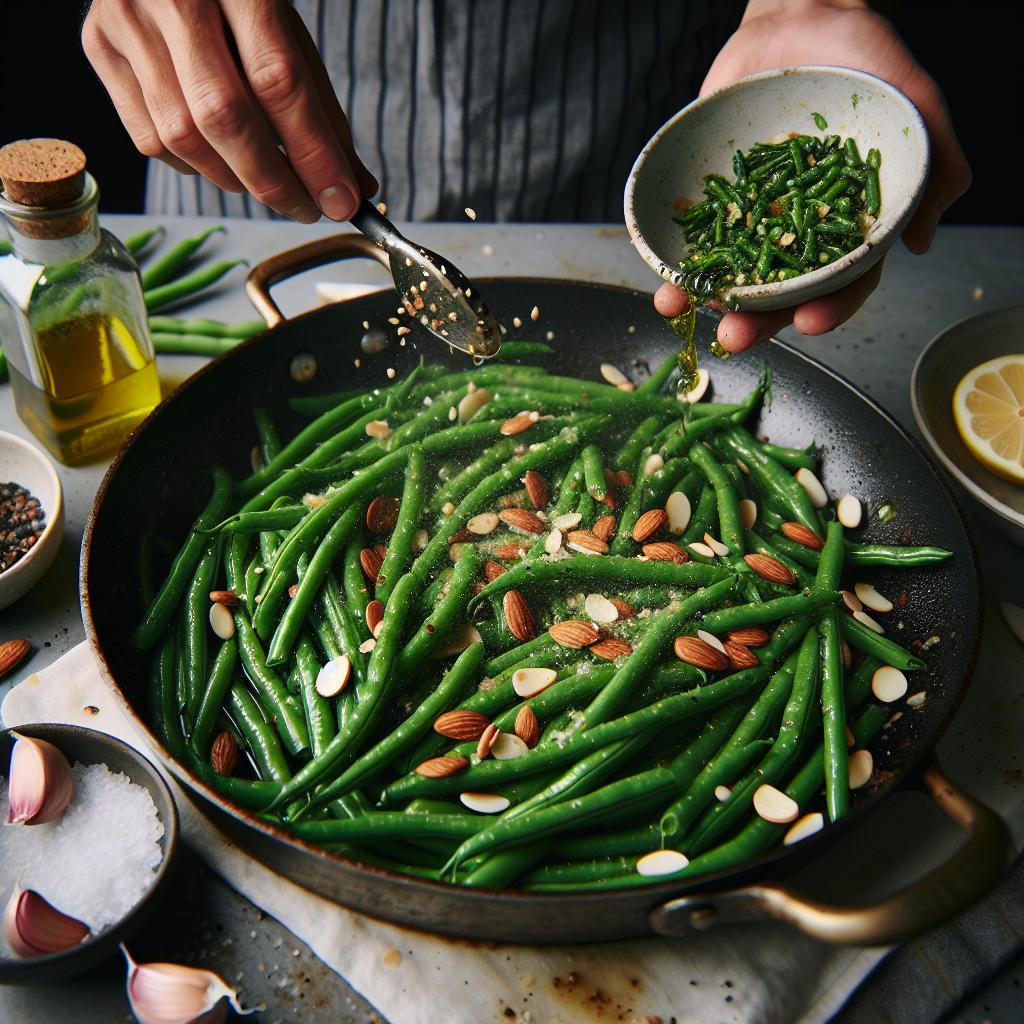 garlicky green beans almondine