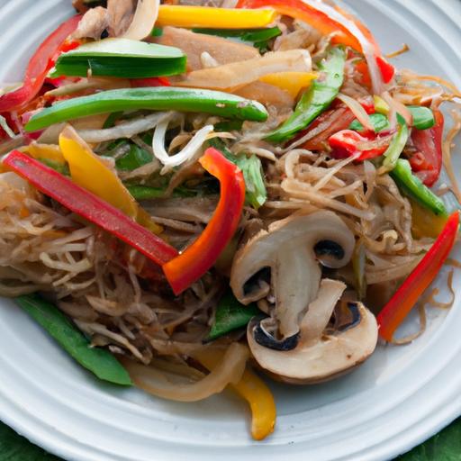 gluten free vegetable stir fry with rice noodles