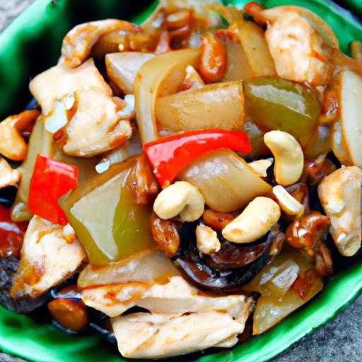 gong bao chicken with shiitake mushrooms