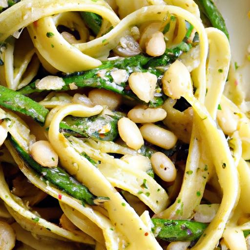 green bean and pesto pasta