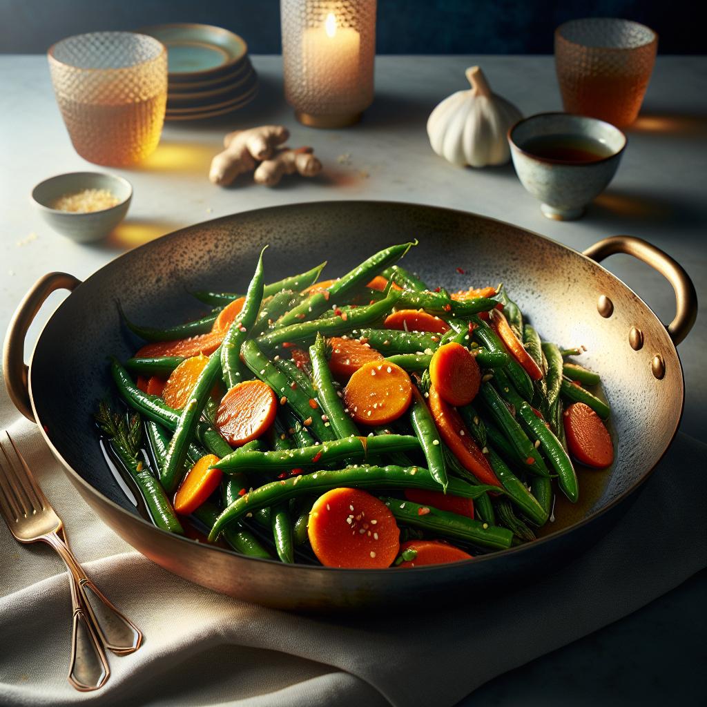 green beans and carrots in honey ginger glaze