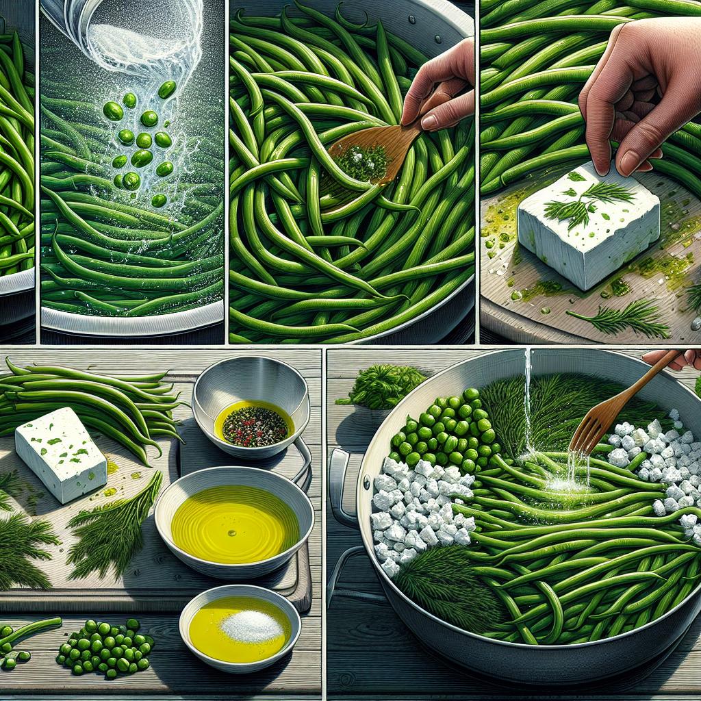 green beans and feta with dill