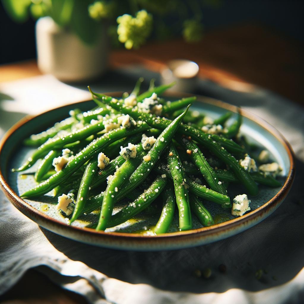 green beans with blue cheese