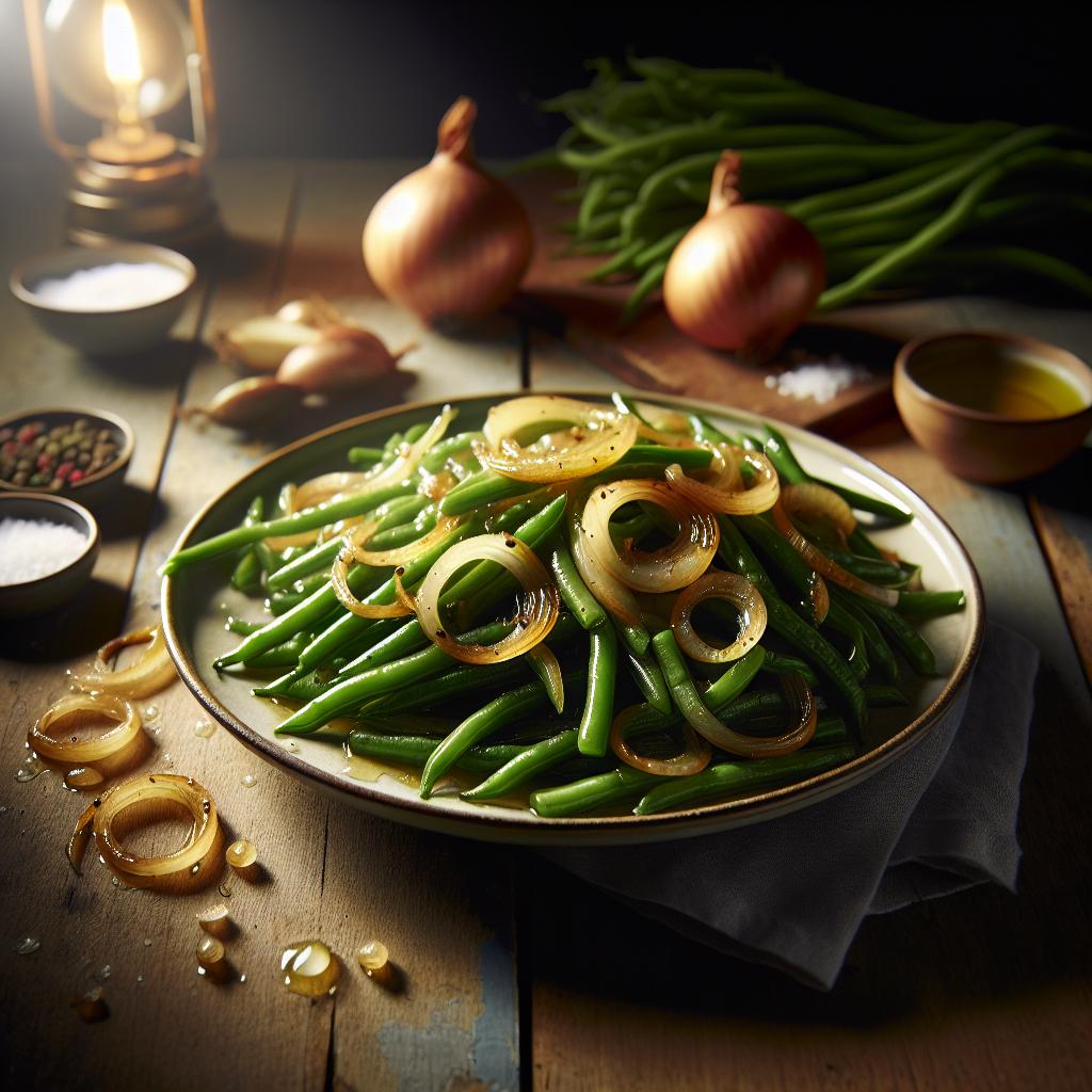 green beans with caramelized onions