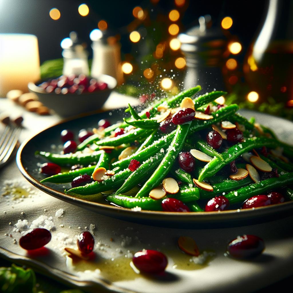 green beans with cranberries and almonds