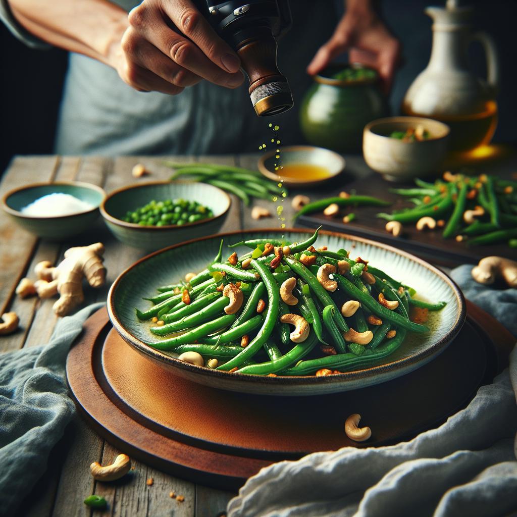 green beans with ginger and cashews