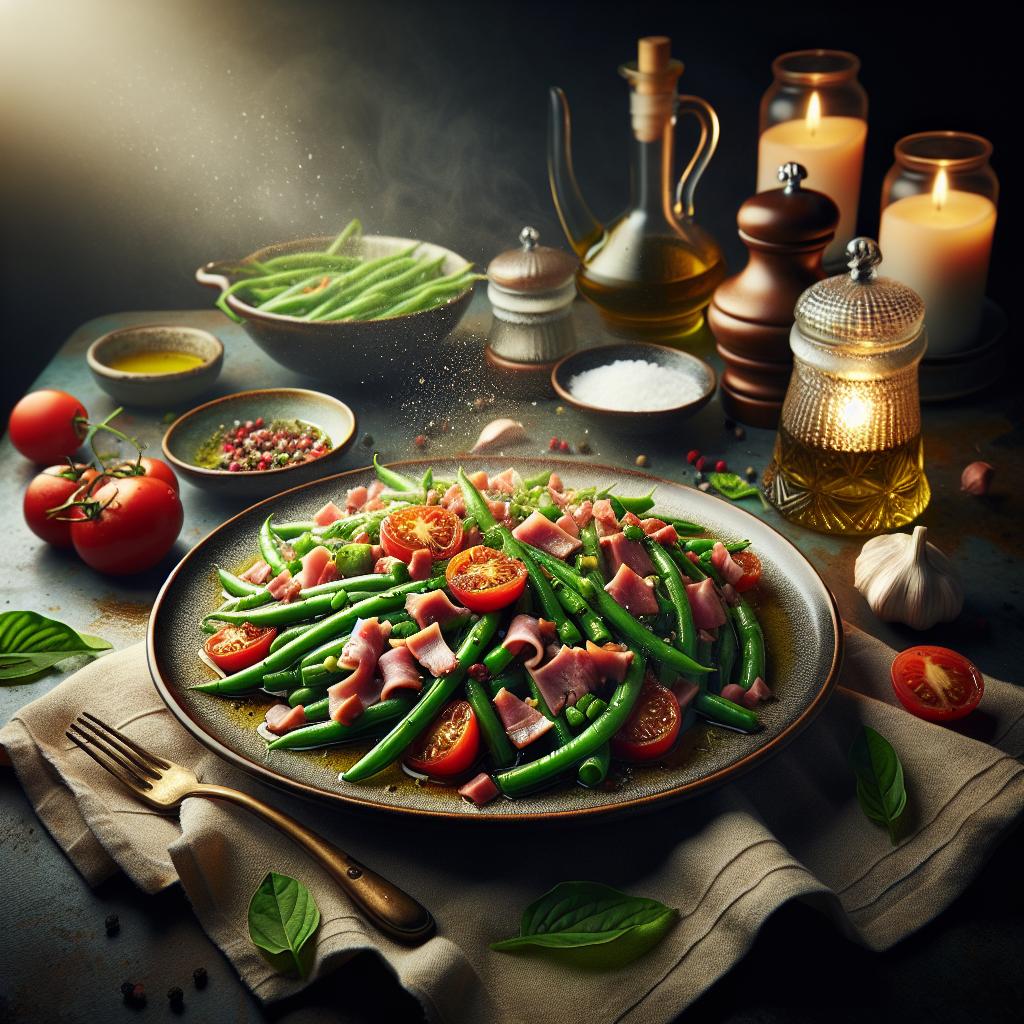 green beans with ham and tomatoes