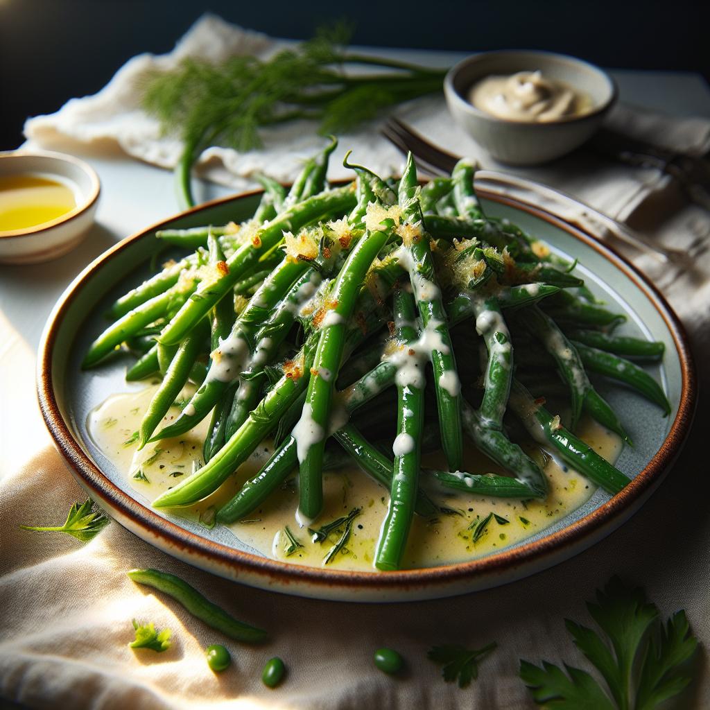 green beans with horseradish vinaigrette