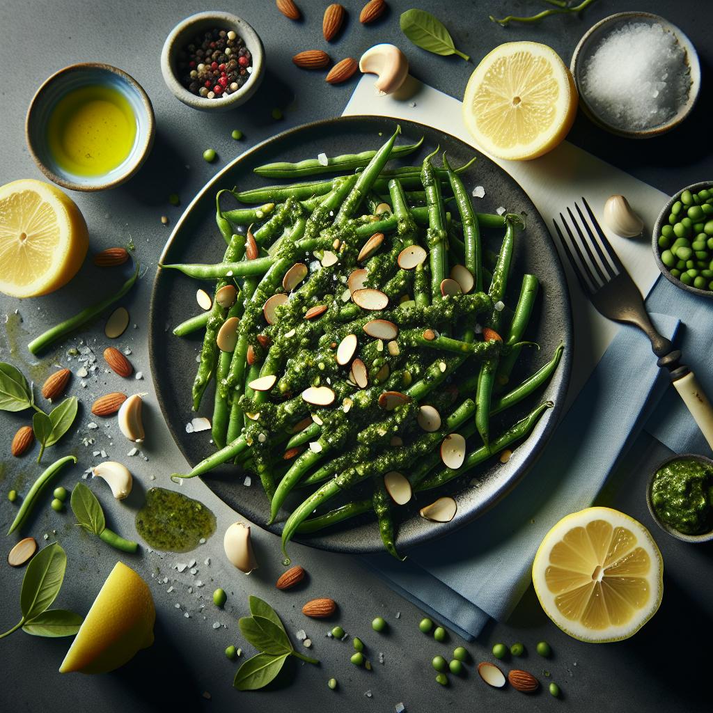 green beans with lemon almond pesto