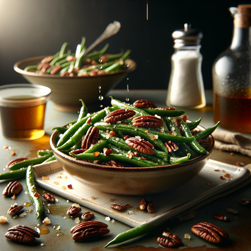 green beans with pecans and maple vinaigrette