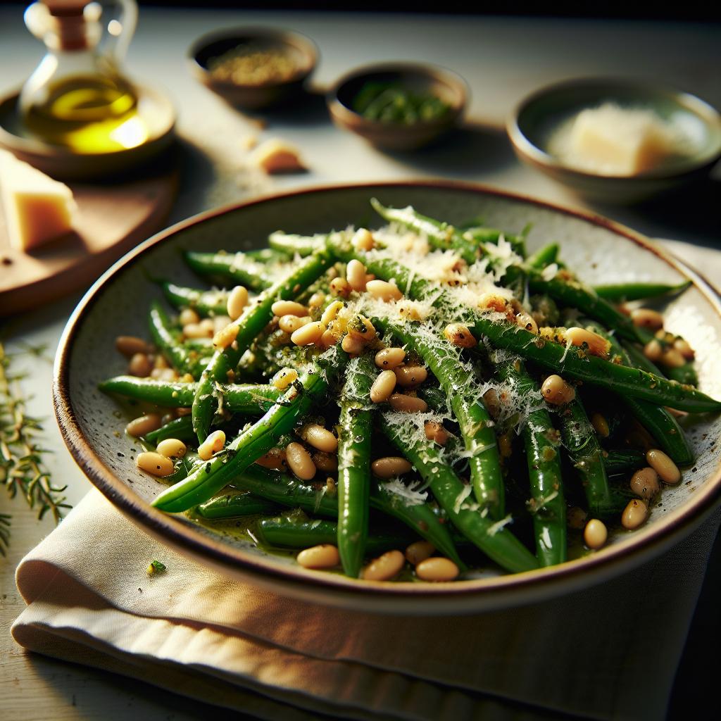 green beans with pine nuts and parmesan