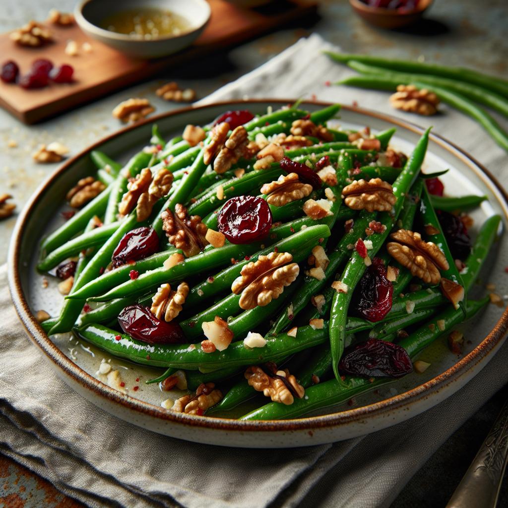 green beans with toasted walnuts and dried cherry vinaigrette